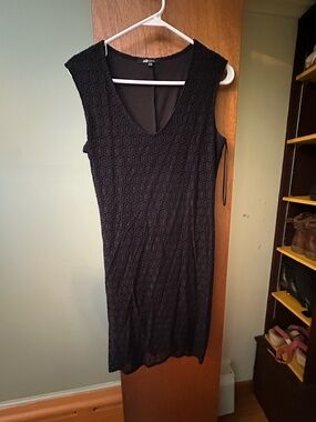 Jump Black Sleeveless Midi Dress with Lace Overlay